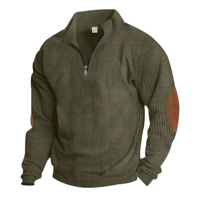 HKM-653395 Men's Corduroy Pullover Sweater Customized Warm Casual Jacket Stand-up Collar Fashion Solid Color Jacket