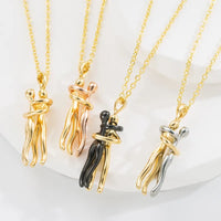 HKM-838803 Lovers Embrace Necklace Pendant 18K Gold Plated Stainless Steel Necklace for Valentine's Day Gift Jewelry