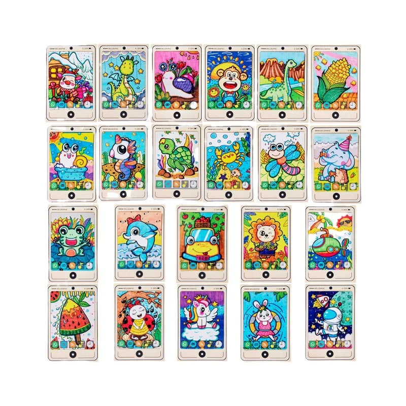 KTX-693971 Wooden Buckle Puzzle with 22 Patterns - 24 Piece Early Learning Educational Toy