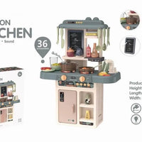 HKM-672787 63Cm Plastic Kitchen Play Set with 36 Food Toys and Light for Kids