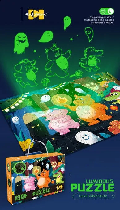 HKM-838931 Glow-in-the-Dark Children’s Puzzle Plane Educational Block Toy 26x19.5x6cm