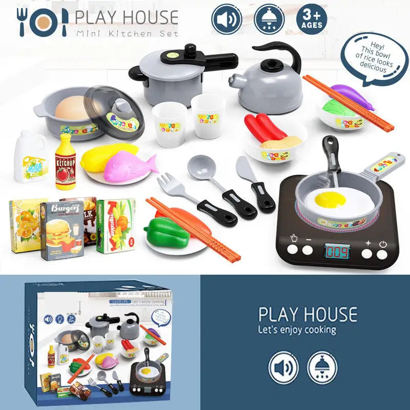 HKM-737171 Pretend Play Cooking Kitchen Toy Set for Kids Ages 2-13, Plastic Cooking Tools and Accessories