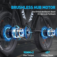 HKM-5592275 Electric Dirt Bike Dual Motor 52V 40Ah Battery 75 Mile Range 20-Inch Fat Tires Hydraulic Brakes 7-Speed Full Suspension