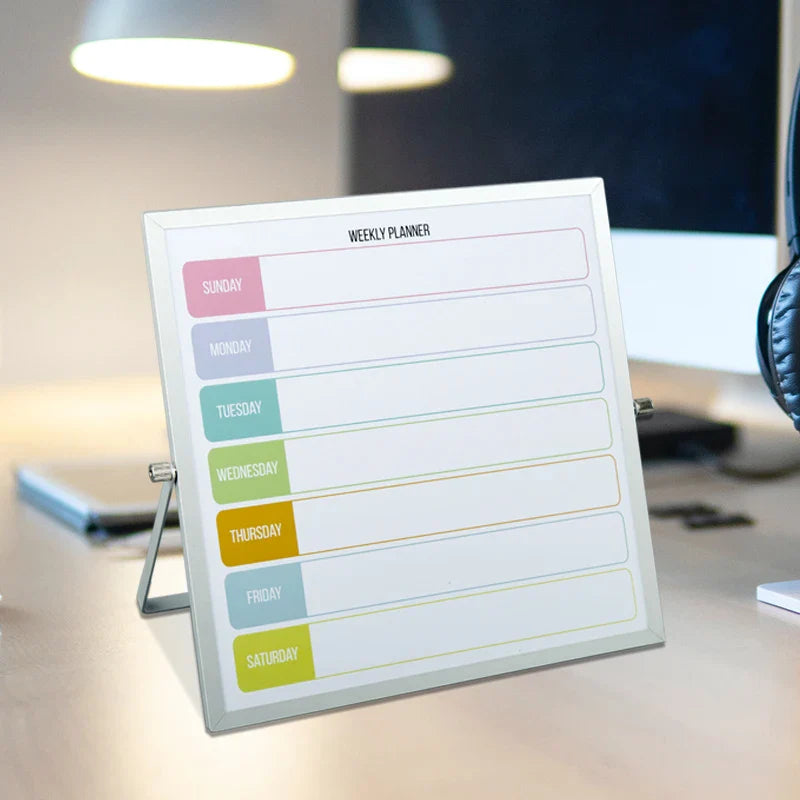 KTX-869011 10x10 Inches Aluminium Frame Calendar Memo Board for Weekly and Monthly Planning