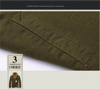 HKM-210451 Men's Winter Jacket Fleece-Wrapped and Windproof Washed Cotton Style Youth Thermal Motorcycle Jacket Canvas Fabric