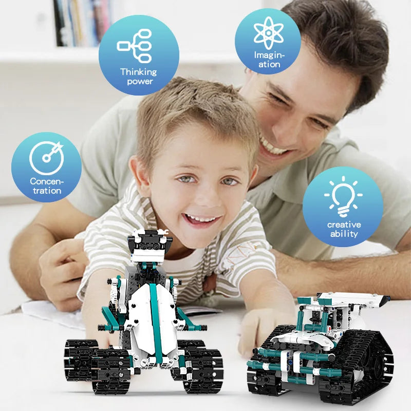 KTX-586451 5-in-1 Educational Steam Robot Building Block Set for Kids - DIY Electric Assembly 3D Puzzle Toy