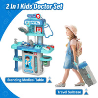 HKM-967699 3 in 1 Kids Medical Pretend Playset with Stethoscope and Surgical Light