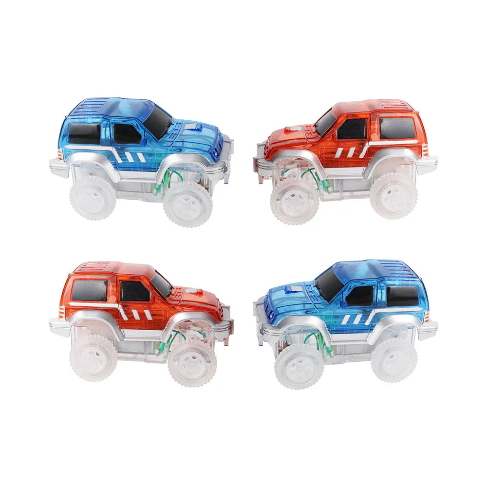 KTX-304211 Magnetic Tile Car Racing Track Set for Kids - Electric Toy Cars Included