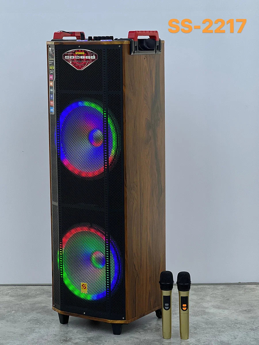 KTX-726291 Dual 12 Inch Push Portable Speakers Home Theatre Hi-Fi Karaoke System with Microphone