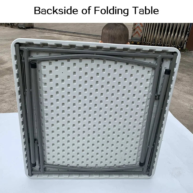 KTX-923923 Square HDPE Plastic Table for Outdoor Events, Weddings, Camping, and Picnics - 86CM