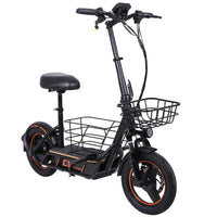 EU USA Stock Electric Bike Double Disc Brake Aluminum Alloy with Seat Basket for Grocery Shopping Scooter Electrique