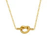 HKM-952915 Wholesale Women Jewelry 18k Gold Plated Stainless Steel Tie Heart Pendant Love Knot Necklace