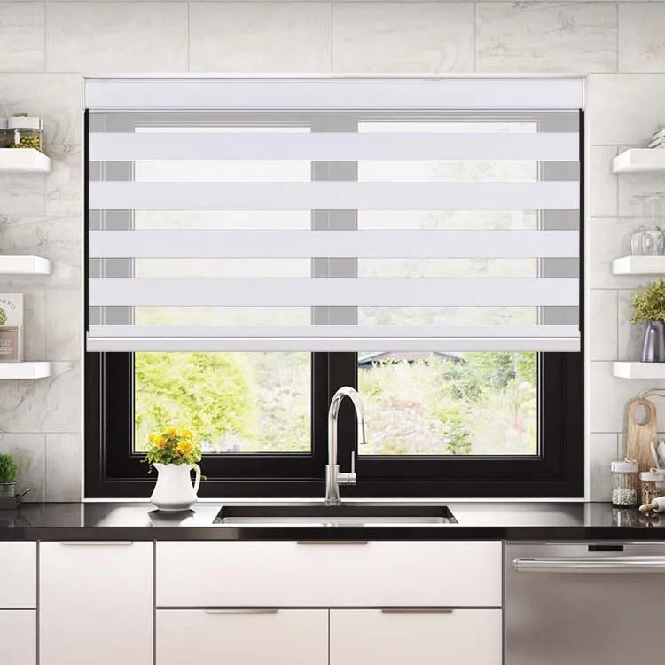 KTX-386835 Motorised Double Layer Day and Night Roller Window Blinds with Remote Control and WIFI Connectivity