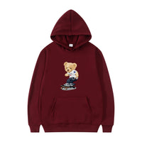 HKM-489555 Customized Men's Bear Sweatshirt Autumn and Winter Hooded Fashion Pullover Sweatshirt Sports Casual Printed Peplum Jacket