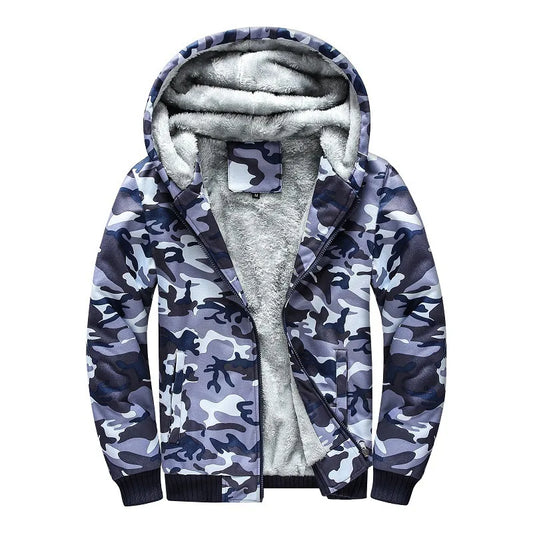 KTX-439827 Men's Plush Camouflage Jacket Winter Oversized Slim Coat Fabric Finished Weaving Sporty Style