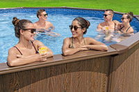 HKM-618963 Large Round Above Ground Family Swimming Pool Set - 5.49 m x 1.32 m Outdoor Portable Design