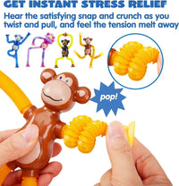 HKM-999315 Cute Big Ear Monkey Squeeze Fidget Toy - Pop Tubes Ideal for Kids 5+