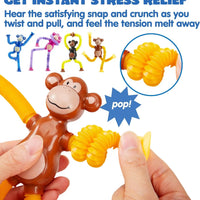 HKM-999315 Cute Big Ear Monkey Squeeze Fidget Toy - Pop Tubes Ideal for Kids 5+