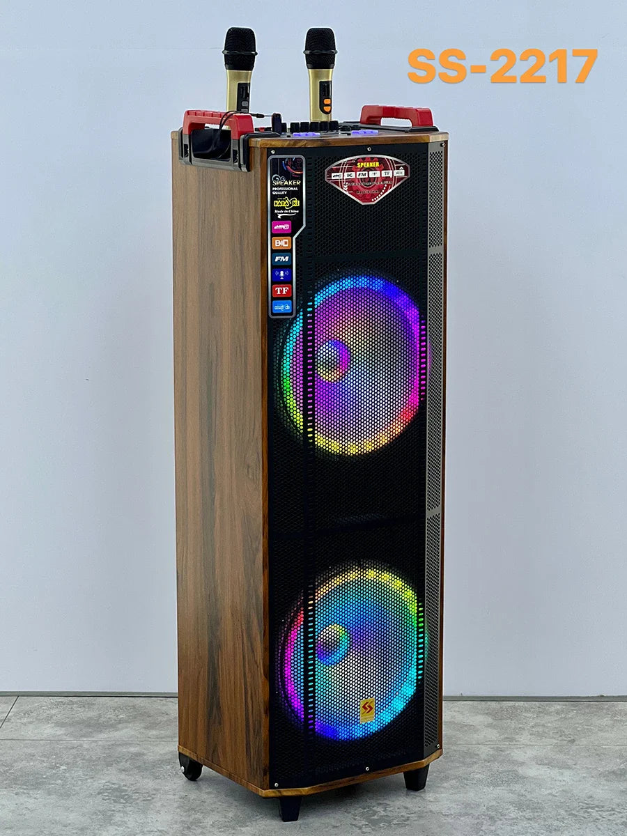 KTX-726291 Dual 12 Inch Push Portable Speakers Home Theatre Hi-Fi Karaoke System with Microphone