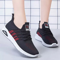 HKM-869267 A09 Women's Lace up Lightweight Tennis Shoes Women Breathable Sports Shoes Women Flats Non Slip Shoes