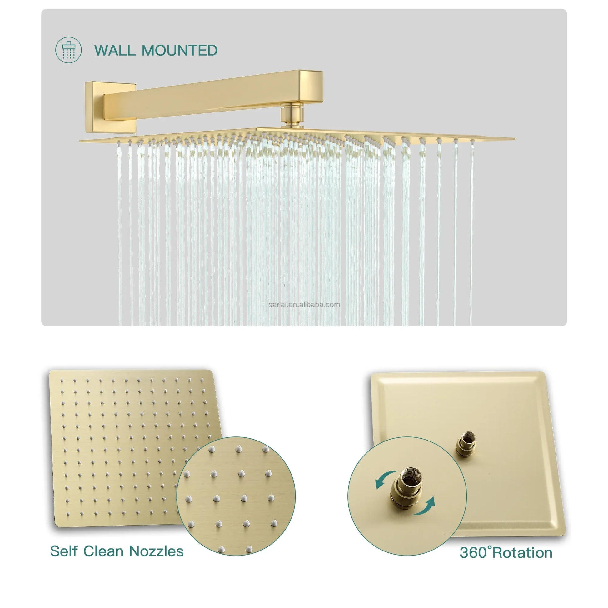 KTX-769299 Contemporary Thermostatic Rain Shower Head and Handheld Faucet Set in Polished Brass Chrome Finish