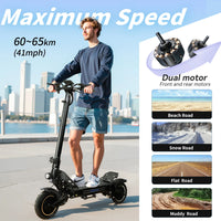 Adult Electric Scooter with Seat Single/Dual Motors NFC  Finger Throttle Colorful Marquee Off-road&City Commuting in US Stock