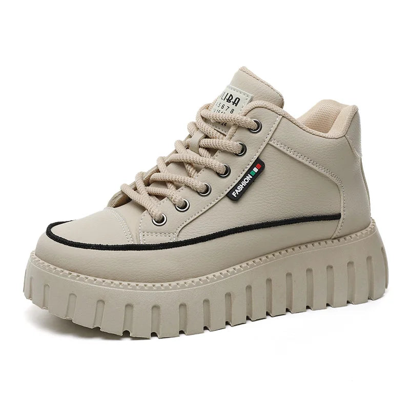 HKM-737043 ZY12262 New Versatile Board Shoes Autumn Pinecake Sole Student Thick Sole Elevated Fashion Casual Shoes