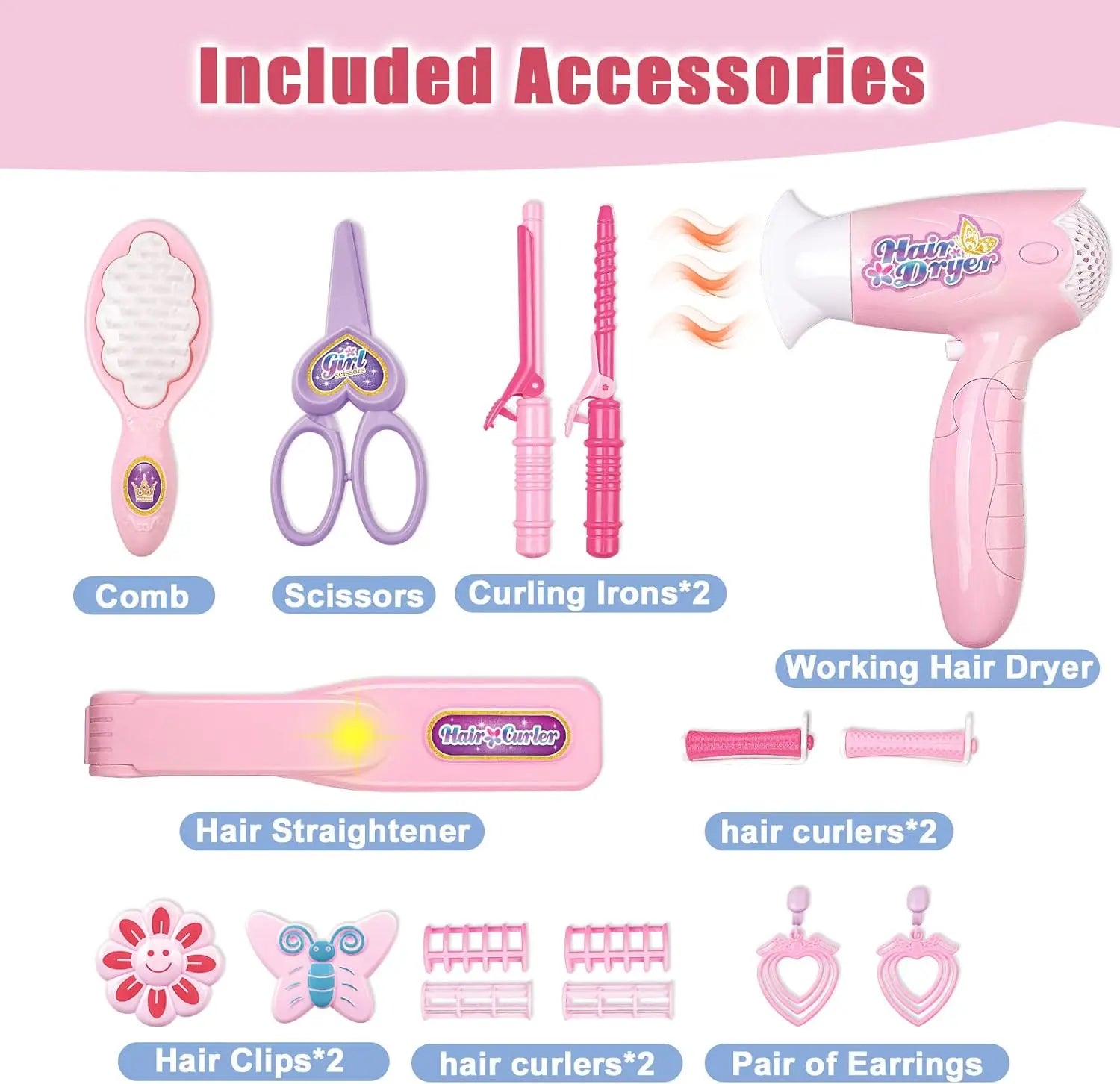 KTX-146195 Portable Princess Vanity Makeup Suitcase for Girls - Mini Dressing Table Playset