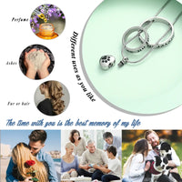 HKM-707731 Forever in My Heart,No Longer by My Side Cremation Pet Urn Necklace for Ashes Pendant Jewelry for Dog Paw Print