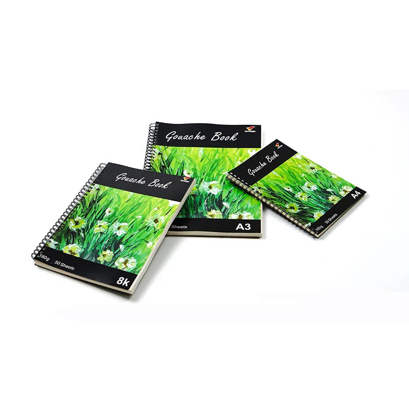 KTX-830483 Custom Hardcover Spiral Sketchbook - A3, A4, A5, 60 Sheets, 160gsm Thick Paper, Kraft Cover