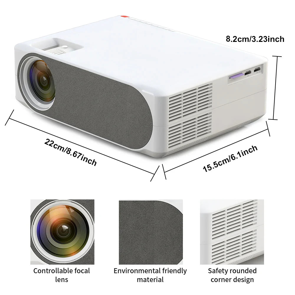 KTX-039827 1080P Full HD Multimedia Projector for Outdoor and Business Use, 4K Smart Beamer