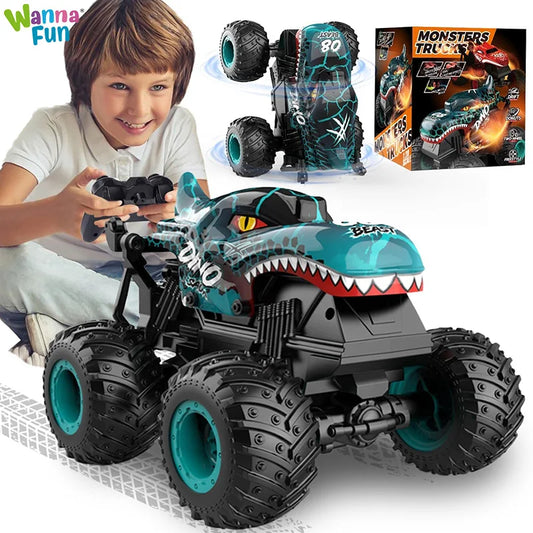 HKM-934931 360° Rotating Remote Control Dinosaur Stunt Truck - 2.4G Electric Crawler for Indoor and Outdoor Play