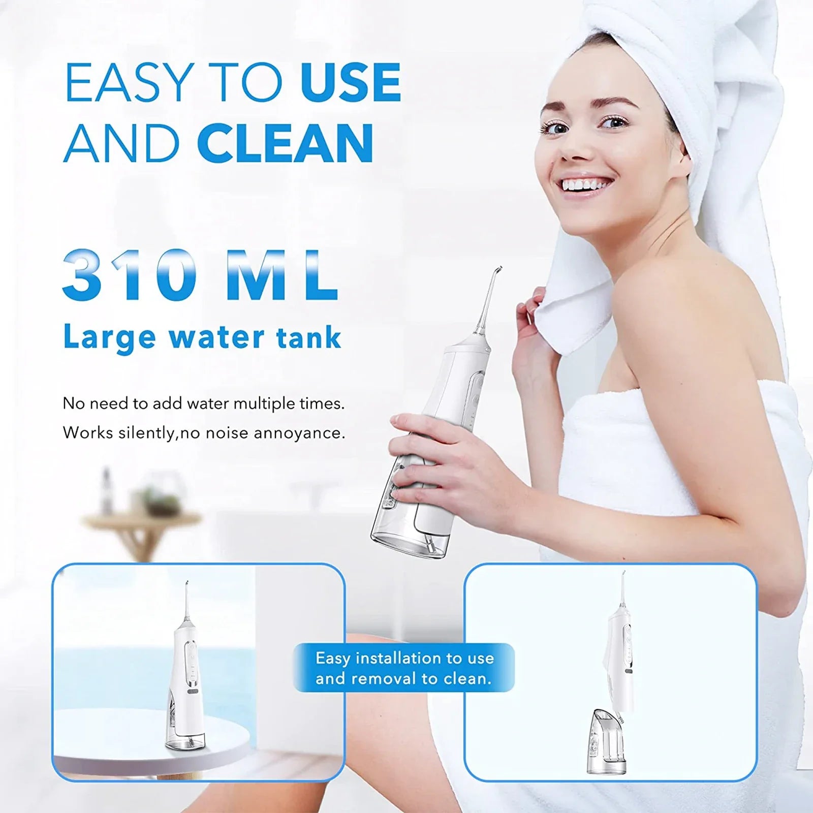 HKM-454419 IPX7 Waterproof Electric Oral Irrigator for Effective Home and Travel Dental Cleaning