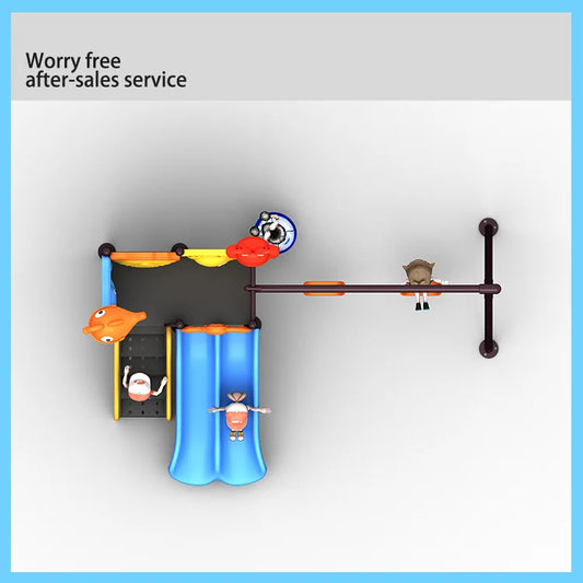 KTX-413715 Durable Ocean-Themed Outdoor Playground Slide for Kindergarten and Public Use