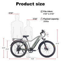 HKM-9786451 Electric Bike 750W Motor 48V 15.6Ah Battery 35 Mile Range 27.5-Inch Tires Hydraulic Brakes 7-Speed Suspension Fork