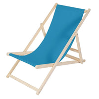 HKM-486739 Folding Wooden Beach Lounger Chair - Portable Beech Outdoor Garden Sun Lounger