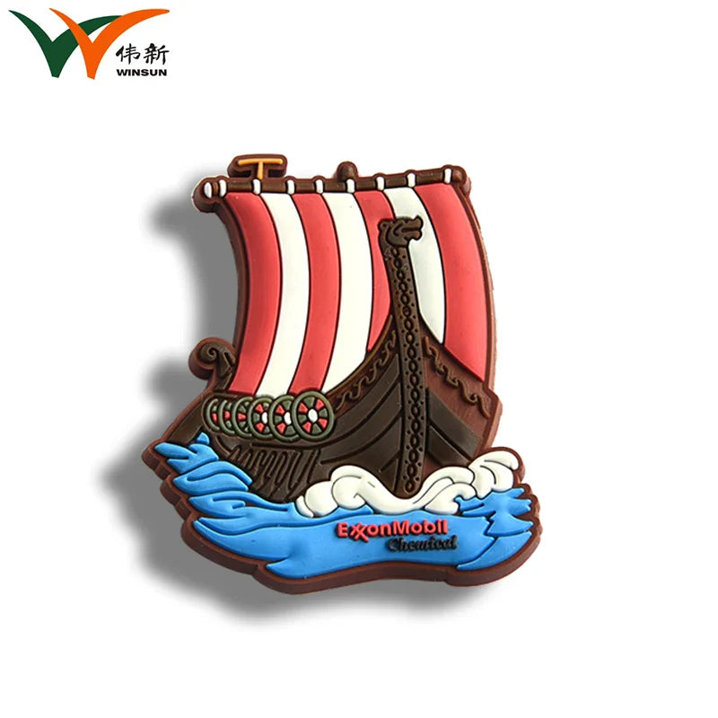 KTX-812819 Customizable Cute Cartoon Boat-Shaped PVC Silicone Fridge Magnets for Home Decor