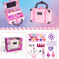 HKM-671635 Realistic Makeup Toy Kit for Girls - Washable Cosmetic Set for Pretend Play and Nail Art, Ages 2-14