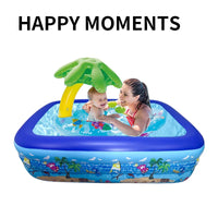 HKM-684499 Inflatable Ocean Pattern Family Pool with Bubble Bottom for Outdoor Use