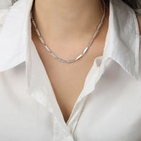 HKM-526931 2024 New Arrival Two Tone Gold Chain 18k Gold Plated Stainless Steel Non Tarnish Melon Seeds Handmade Fashion Jewelry Necklaces