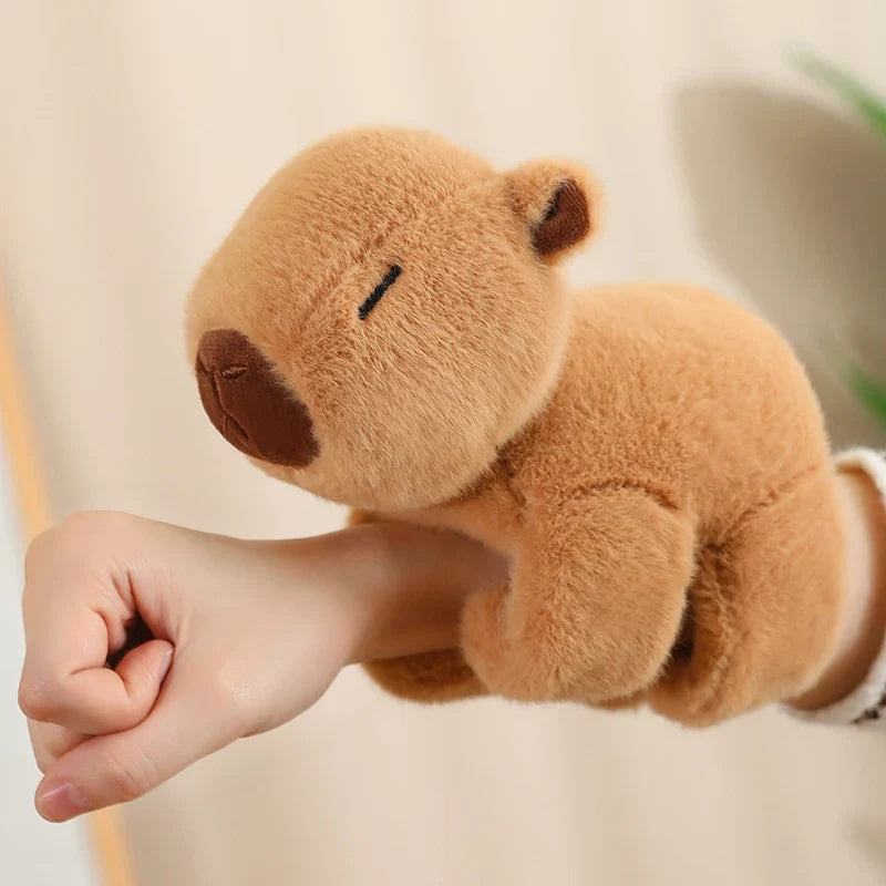 KTX-308819 Capybara Plush Toy - 20cm Curtain Holdback Ring, Hand Rattle, Animal Wristband, Slap Bracelet Huggers