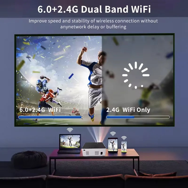 KTX-548307 Portable 1080P Mini Projector with Android 11 and 220-Inch Projection Display for Home Cinema