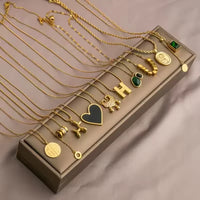 HKM-051219 Stainless Steel Jewelry Wholesale Women's Titanium Steel Necklaces Heart-shaped Sunflower Jewel Animal Pendant Necklaces