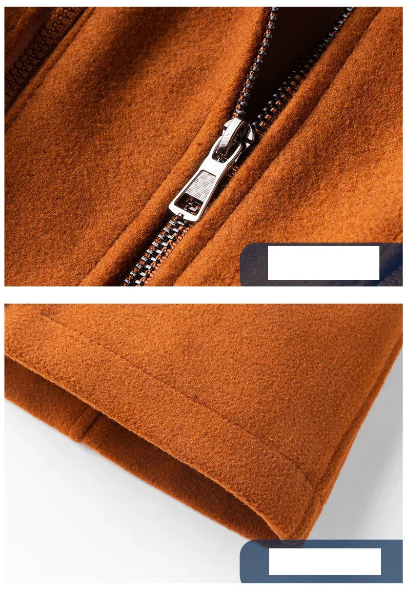 KTX-243219 Men's Waterproof Detachable Woolen Overcoat Hairy Warm Winter Jacket for Business Use