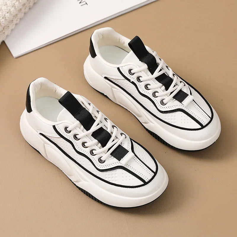 HKM-212755 YB6051-1 New Women's Sports Shoes Solid Color Autumn Breathable Increase Sole Sports Casual Shoes Versatile Board Shoes