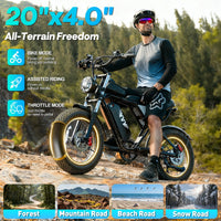 Custom Logo YVY Q20 Enduro Ebike Fast 20" 48V 20Ah Mtb E Bike Fat Tire Electric Hybrid Bike Electric Dirt Mountain City Bicycle