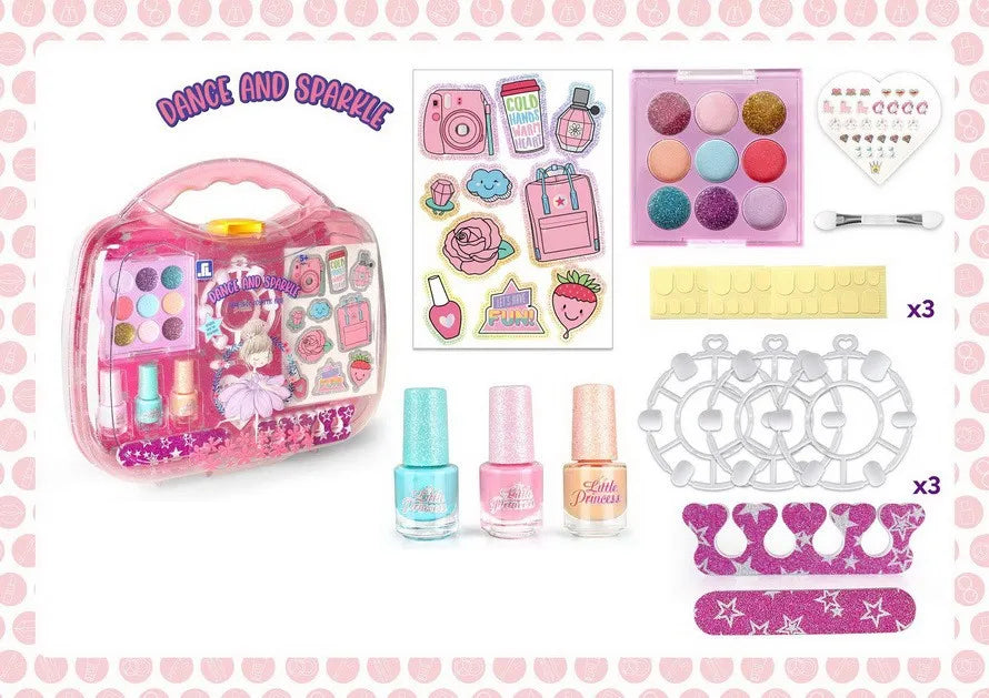 HKM-818515 Kids Pretend Makeup Set – Non-Toxic DIY Cosmetic Play Kit for Girls Ages 2-7, Portable Box Included