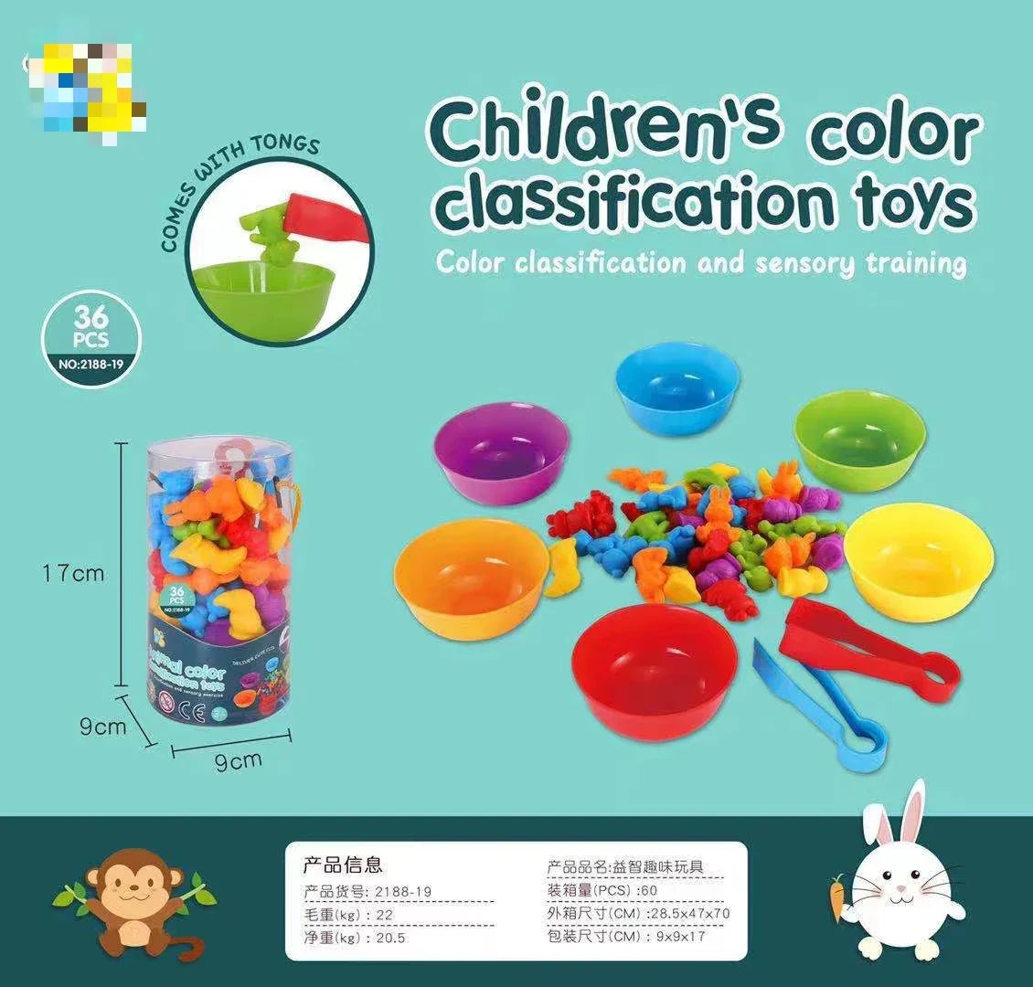 KTX-951507 Educational Dinosaur Counting Toy Set for Kids - Soft Rubber Montessori Colour Classification Cognitive Learning