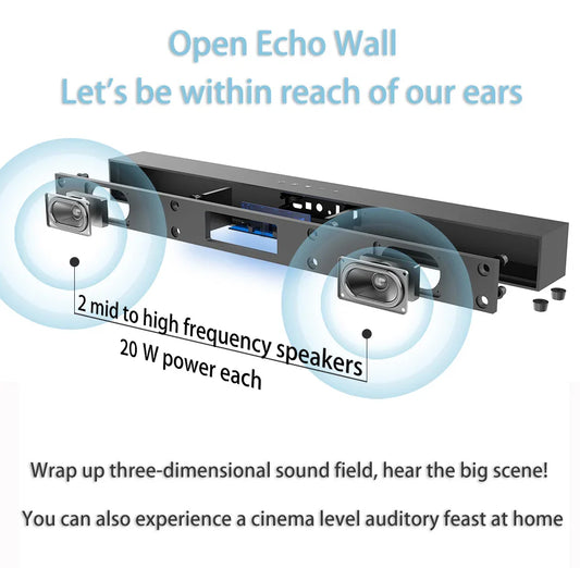 KTX-122963 70W Wireless Sound Bar with Subwoofer - Home Theater Surround Sound System, Multi-Function Audio, and Custom Sound Modes