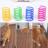 HKM-456915 Interactive 4-Piece Durable Plastic Spiral Spring Toy for Cats
